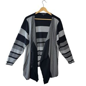 Laura Plus Open Front Colourblock Grey Black Cardigan Size 2x